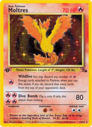 Moltres (12) 012/62  - Unlimited Holofoil Fossil - Holo Rare
