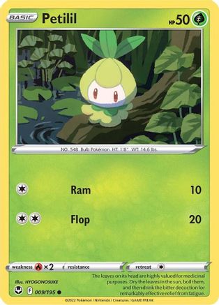 Petilil 009/195  - Reverse Holofoil SWSH12 Silver Tempest - Common