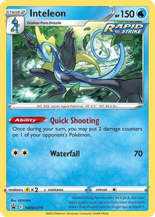 Inteleon SWSH279  - Holofoil SWSH Sword & Shield Promo Cards - Promo