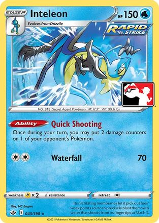 Inteleon (43) 043  - Holofoil Prize Pack Series Cards - Rare