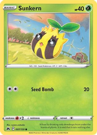 Sunkern 007/159  - Reverse Holofoil Crown Zenith - Common