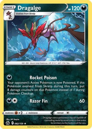 Dragalge 082/159  - Reverse Holofoil Crown Zenith - Rare