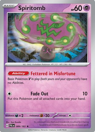 Spiritomb 089/193  - Reverse Holofoil SV02 Paldea Evolved - Rare