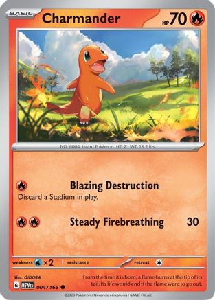 Charmander 004/165  - Reverse Holofoil SV Scarlet & Violet 151 - Common