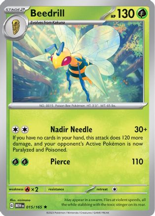 Beedrill 015/165  - Reverse Holofoil SV Scarlet & Violet 151 - Rare