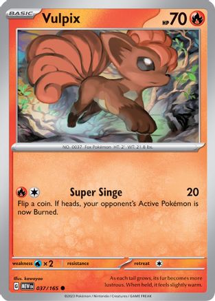 Vulpix 037/165  - Reverse Holofoil SV Scarlet & Violet 151 - Common