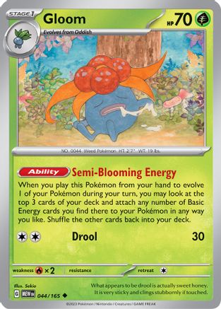 Gloom 044/165  - Reverse Holofoil SV Scarlet & Violet 151 - Uncommon