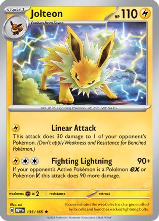 Jolteon 135/165  - Holofoil SV Scarlet & Violet 151 - Rare
