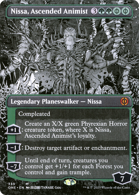 Nissa, Ascended Animist (Borderless) (ONE-339) - Phyrexia: All Will Be One: (Showcase) Foil
