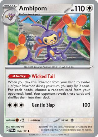 Ambipom 138/167  - Reverse Holofoil SV06 Twilight Masquerade - Uncommon