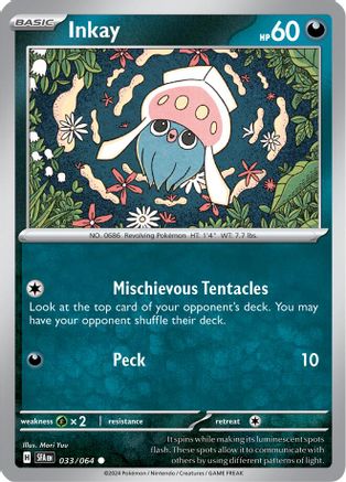 Inkay 033/064  - Reverse Holofoil SV Shrouded Fable - Common