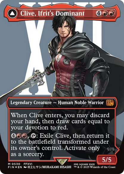 Clive, Ifrit's Dominant (Borderless) (Surge Foil) (0530) (FIN-530) - FINAL FANTASY: (enchantment) Foil