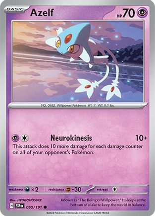 Azelf 080/191  - Reverse Holofoil SV08 Surging Sparks - Common