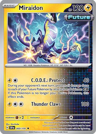 Miraidon 069/191  - Reverse Holofoil SV08 Surging Sparks - Uncommon