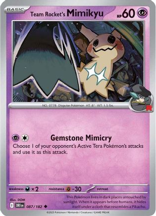 Team Rocket's Mimikyu 087/182  - Reverse Holofoil SV10 Destined Rivals - Uncommon