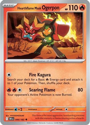 Hearthflame Mask Ogerpon 044/182  - Reverse Holofoil SV10 Destined Rivals - Uncommon