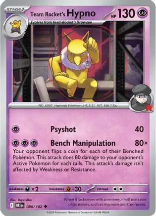 Team Rocket's Hypno 080/182  - Reverse Holofoil SV10 Destined Rivals - Uncommon