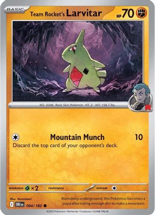 Team Rocket's Larvitar 094/182  - Reverse Holofoil SV10 Destined Rivals - Common