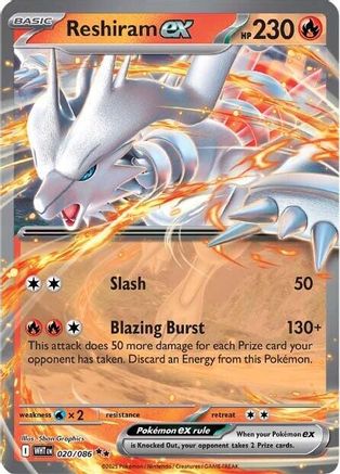 Reshiram ex 020/086  - Holofoil SV White Flare - Double Rare
