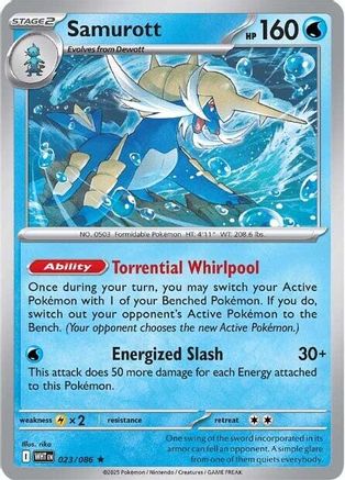 Samurott 023/086  - Holofoil SV White Flare - Rare