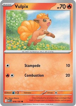 Vulpix 019/132  - Reverse Holofoil ME01 Mega Evolution - Common