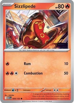 Sizzlipede 029/132  - Reverse Holofoil ME01 Mega Evolution - Common
