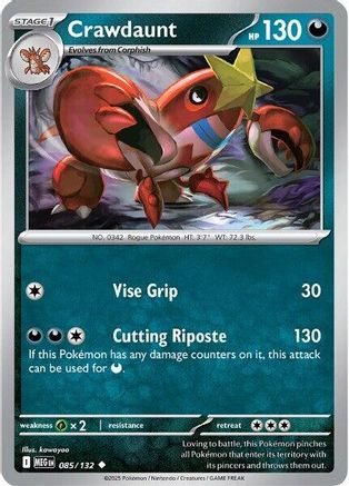 Crawdaunt 085/132  - Reverse Holofoil ME01 Mega Evolution - Uncommon