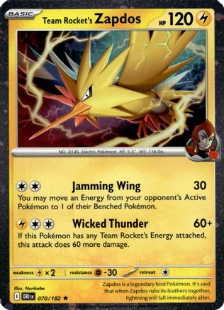 Team Rocket's Zapdos 070/182  - Holofoil Miscellaneous Cards & Products - Promo