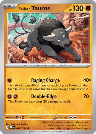 Paldean Tauros 048/094  - Reverse Holofoil ME02 Phantasmal Flames - Uncommon