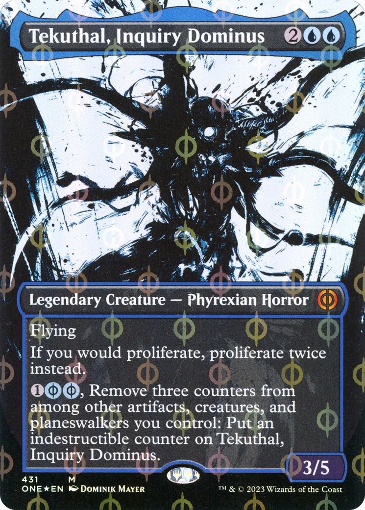 Tekuthal, Inquiry Dominus (Showcase) (Step-and-Compleat Foil) (ONE-431) - Phyrexia: All Will Be One: (Showcase) (Borderless) Foil