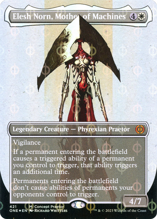 Elesh Norn, Mother of Machines (Concept Praetor) (Step-and-Compleat Foil) (ONE-421) - Phyrexia: All Will Be One (Borderless) Foil