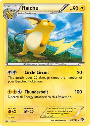 Raichu 043  - Holofoil XY Base Set - Holo Rare