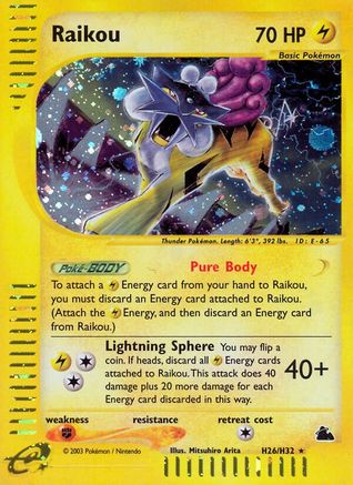 Raikou (H26) H26  - Holofoil Skyridge - Holo Rare