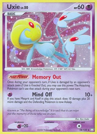 Uxie 018/123  - Reverse Holofoil Mysterious Treasures - Holo Rare