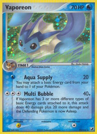 Vaporeon 019  - Reverse Holofoil Unseen Forces - Holo Rare