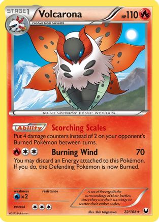 Volcarona 022/108  - Reverse Holofoil Dark Explorers - Holo Rare