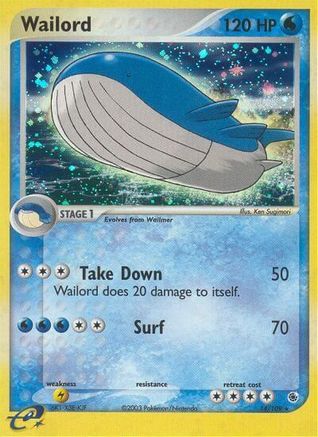Wailord 014/109  - Holofoil Ruby and Sapphire - Holo Rare