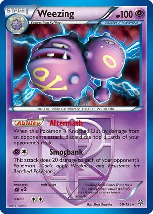 Weezing (Team Plasma) 058/135  - Holofoil Plasma Storm - Holo Rare