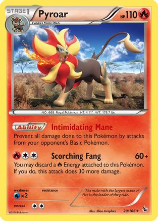 Pyroar 020/106  - Holofoil XY  Flashfire - Holo Rare
