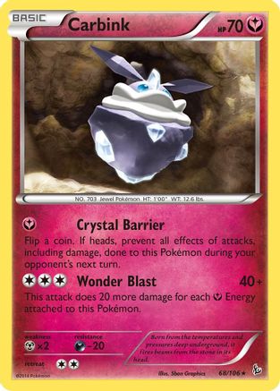 Carbink 068/106  - Holofoil XY  Flashfire - Holo Rare