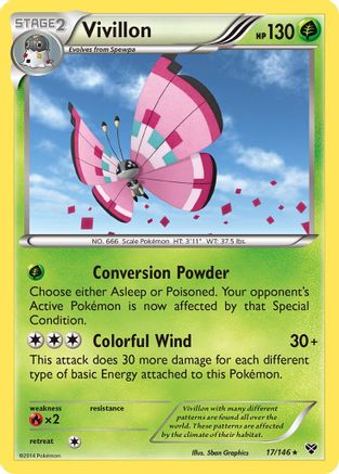 Vivillon (Meadow [Pink]) 017  - Holofoil XY Base Set - Holo Rare