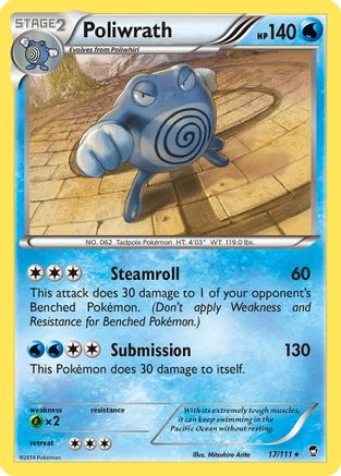 Poliwrath 017/111  - Reverse Holofoil XY  Furious Fists - Holo Rare