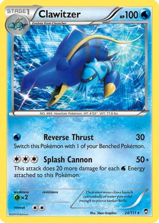 Clawitzer 024  - Reverse Holofoil XY  Furious Fists - Holo Rare