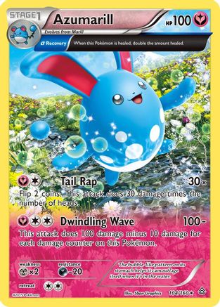 Azumarill (Alpha) 104/160  - Reverse Holofoil XY  Primal Clash - Holo Rare