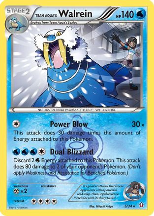 Team Aqua's Walrein 005/34  - Reverse Holofoil Double Crisis - Holo Rare