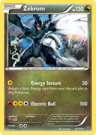 Zekrom 064/108  - Reverse Holofoil XY  Roaring Skies - Holo Rare