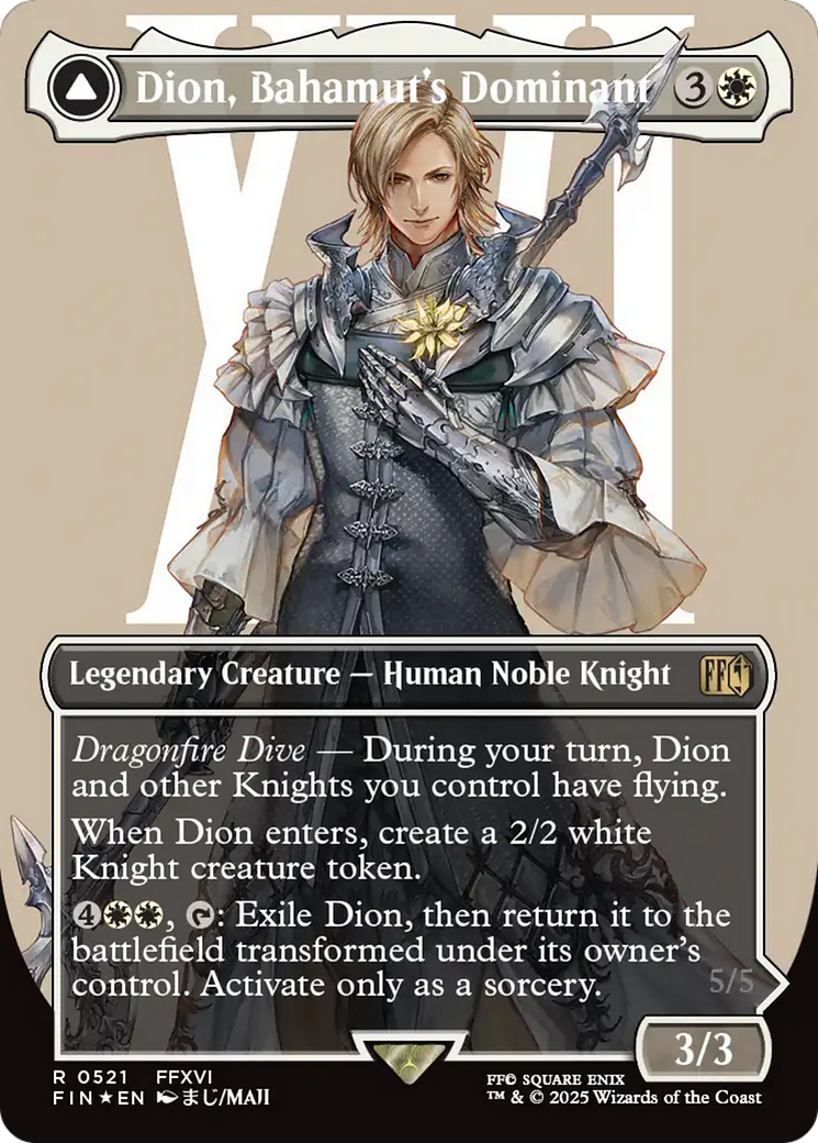 Dion, Bahamut's Dominant (Borderless) (Surge Foil) (FIN-521) - FINAL FANTASY: (enchantment) Foil