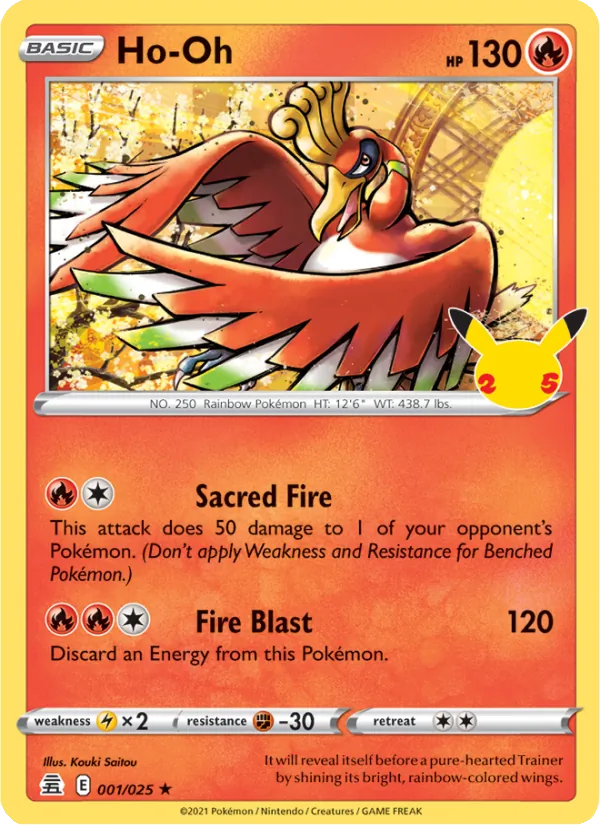 Ho-Oh 1/25  - Holofoil Celebrations - Rare