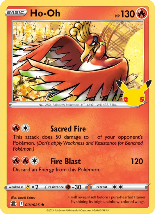 Ho-Oh 1/25  - Holofoil Celebrations - Rare