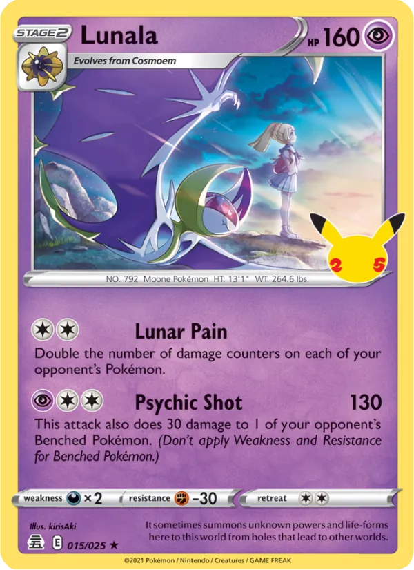 Lunala 15/25  - Holofoil Celebrations - Holo Rare